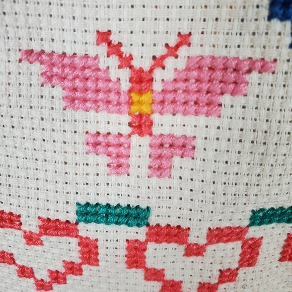 2/$25 80s Cross Stitch Sampler Home Is Where The Heart Is 16.5 x 13.5" Completed - Picture 5 of 9